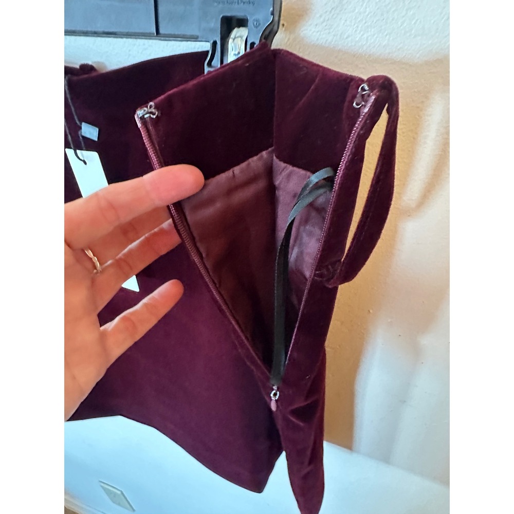 Commense Burgundy Velvet Two Piece Skirt Set Cropped Jacket Mini Skirt Small NWT - Picture 11 of 16